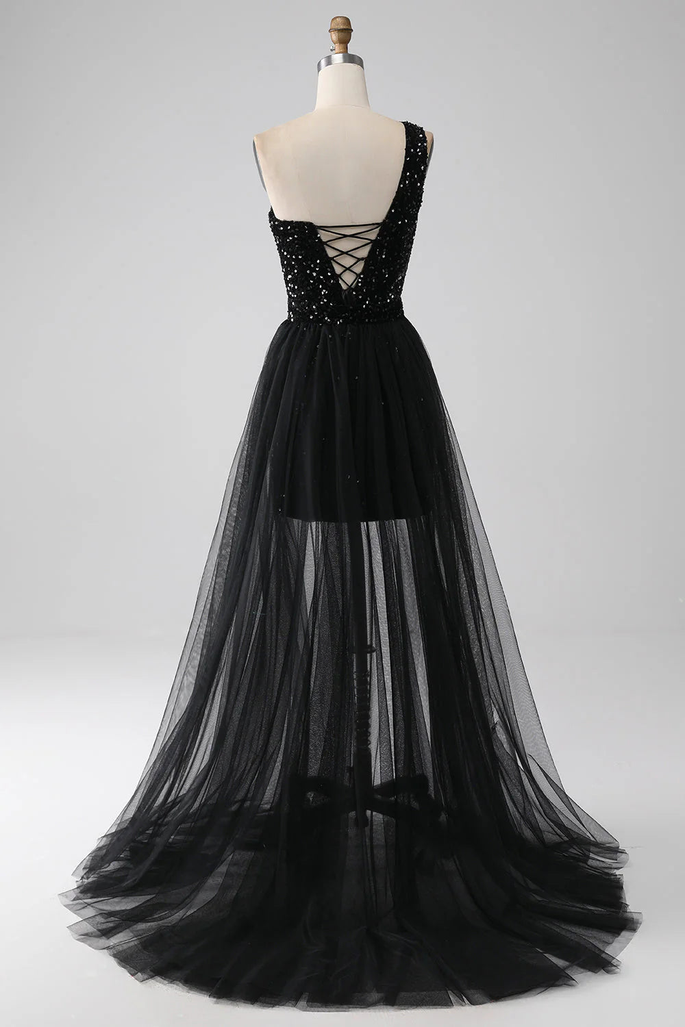 Vestido de fiesta de lentejuelas con un solo hombro y corte A